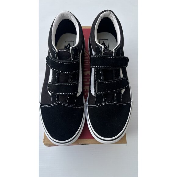 Vans Old Skool V Black / True White  Hook & Loop Sneakers Women’s Size 4.5 - Picture 1 of 16